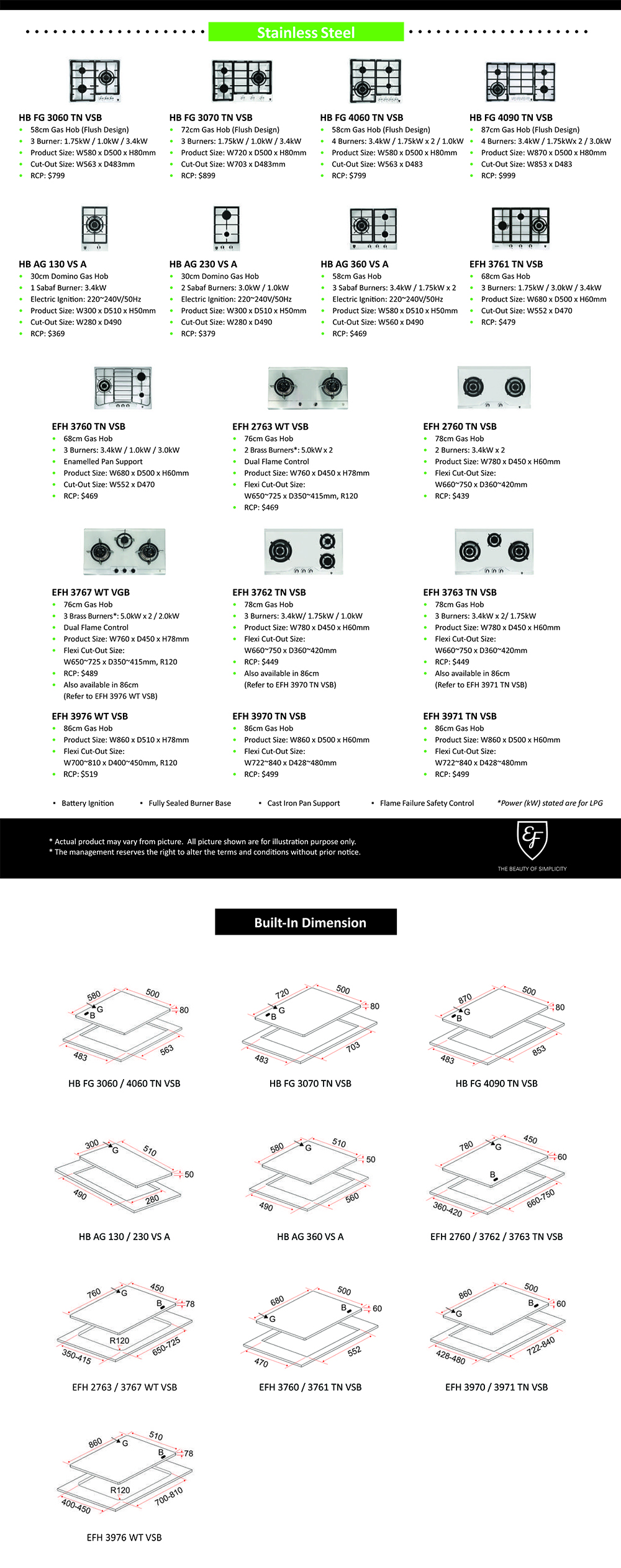 EF- Hobs flyer - Stainless Steel PRICE